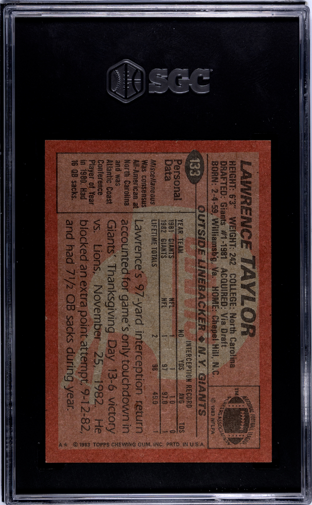 1983 topps Lawrence Taylor sgc 9
