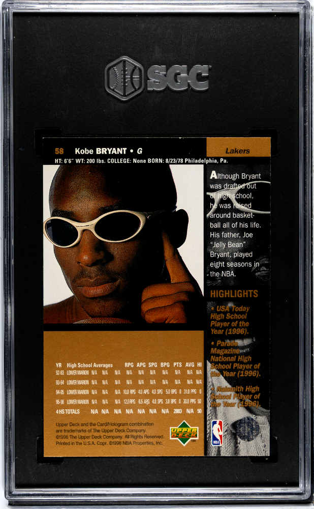 1996-97 upper deck Kobe Bryant sgc 9.5